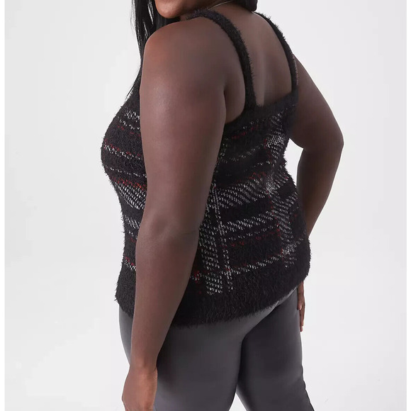 Lane Bryant Classic Plaid Jacquard Tank Sweater Sz 18/20 (2X) Square Neck Top - Picture 2 of 8